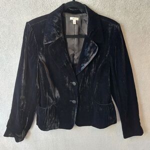 Semantiks Anthropologie Whimsy Goth Crushed Black Velvet Lined Jacket Size 14